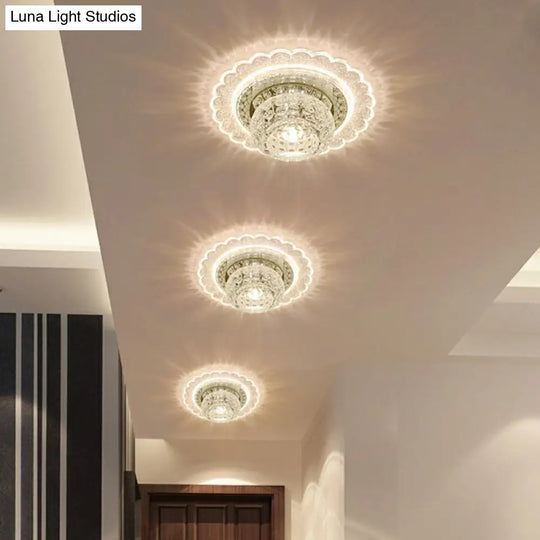 Clear Crystal Led Flush - Mount Ceiling Light Fixture For Aisle With Modernist Design