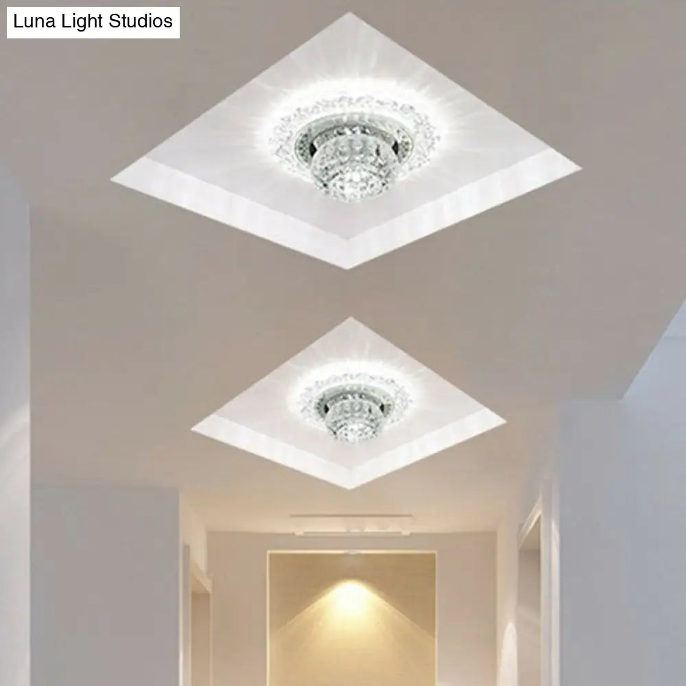 Clear Crystal Led Flush - Mount Ceiling Light Fixture For Aisle With Modernist Design