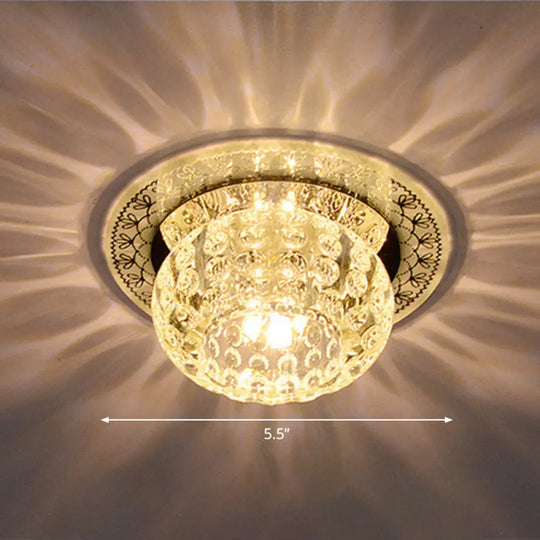 Clear Crystal Led Flush - Mount Ceiling Light Fixture For Aisle With Modernist Design / Warm Round