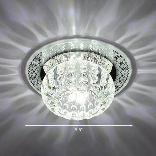 Clear Crystal Led Flush - Mount Ceiling Light Fixture For Aisle With Modernist Design / White Round