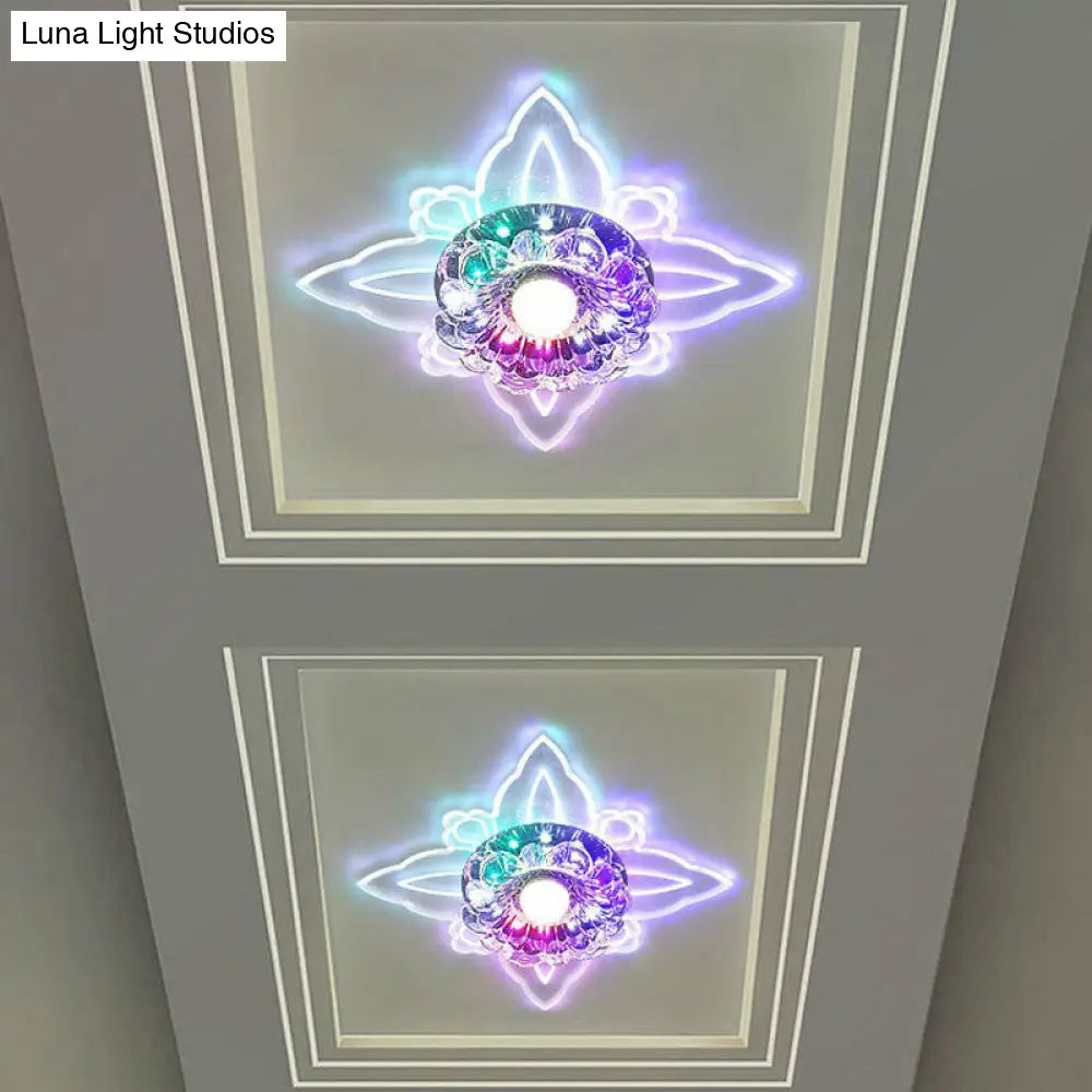 Clear Crystal Led Flush Mount Ceiling Light - Simplicity And Elegance / 3W Multi Color