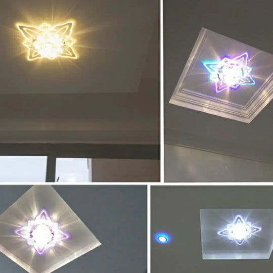 Clear Crystal Led Flushmount Ceiling Light - Floral Shaped Modern Hallway Flush Mount / Fourth Gear