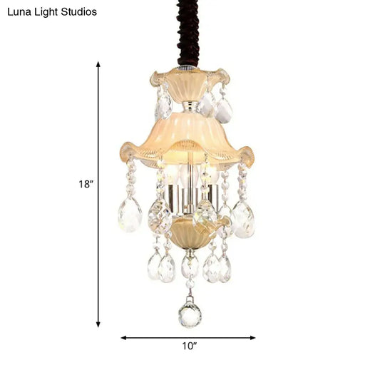 Clear Crystal Modernist Flower Chandelier Light - 3 Lights Ceiling Lamp