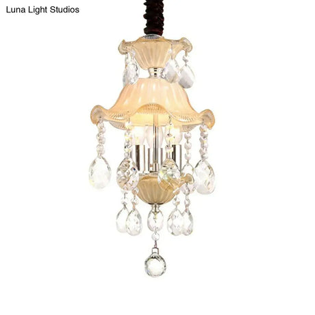 Clear Crystal Modernist Flower Chandelier Light - 3 Lights Ceiling Lamp