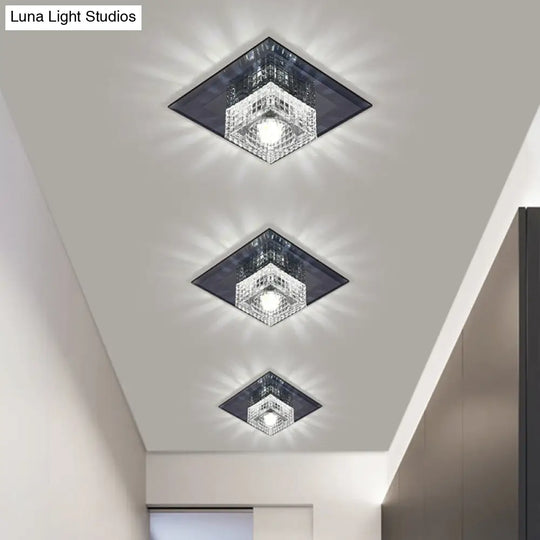 Clear Crystal Passage Led Flush Mount Ceiling Light - Simple & Sleek Design