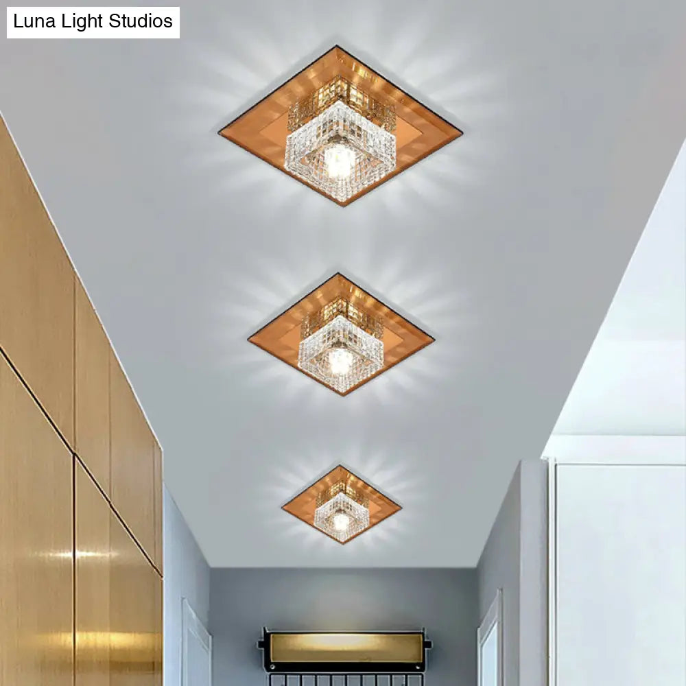 Clear Crystal Passage Led Flush Mount Ceiling Light - Simple & Sleek Design