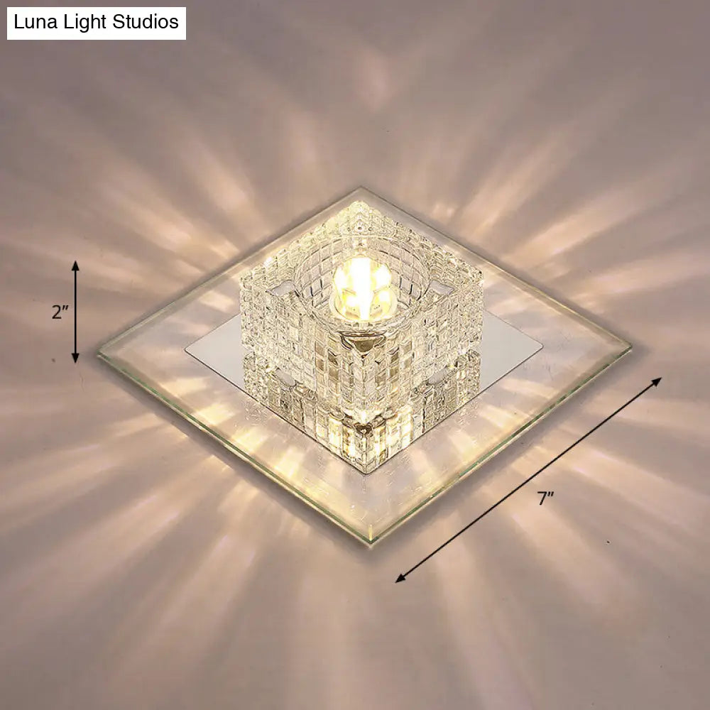 Clear Crystal Passage Led Flush Mount Ceiling Light - Simple & Sleek Design / Warm