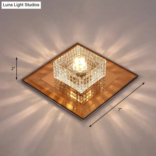 Clear Crystal Passage Led Flush Mount Ceiling Light - Simple & Sleek Design Tan / Warm