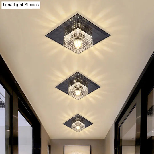 Clear Crystal Passage Led Flush Mount Ceiling Light - Simple & Sleek Design