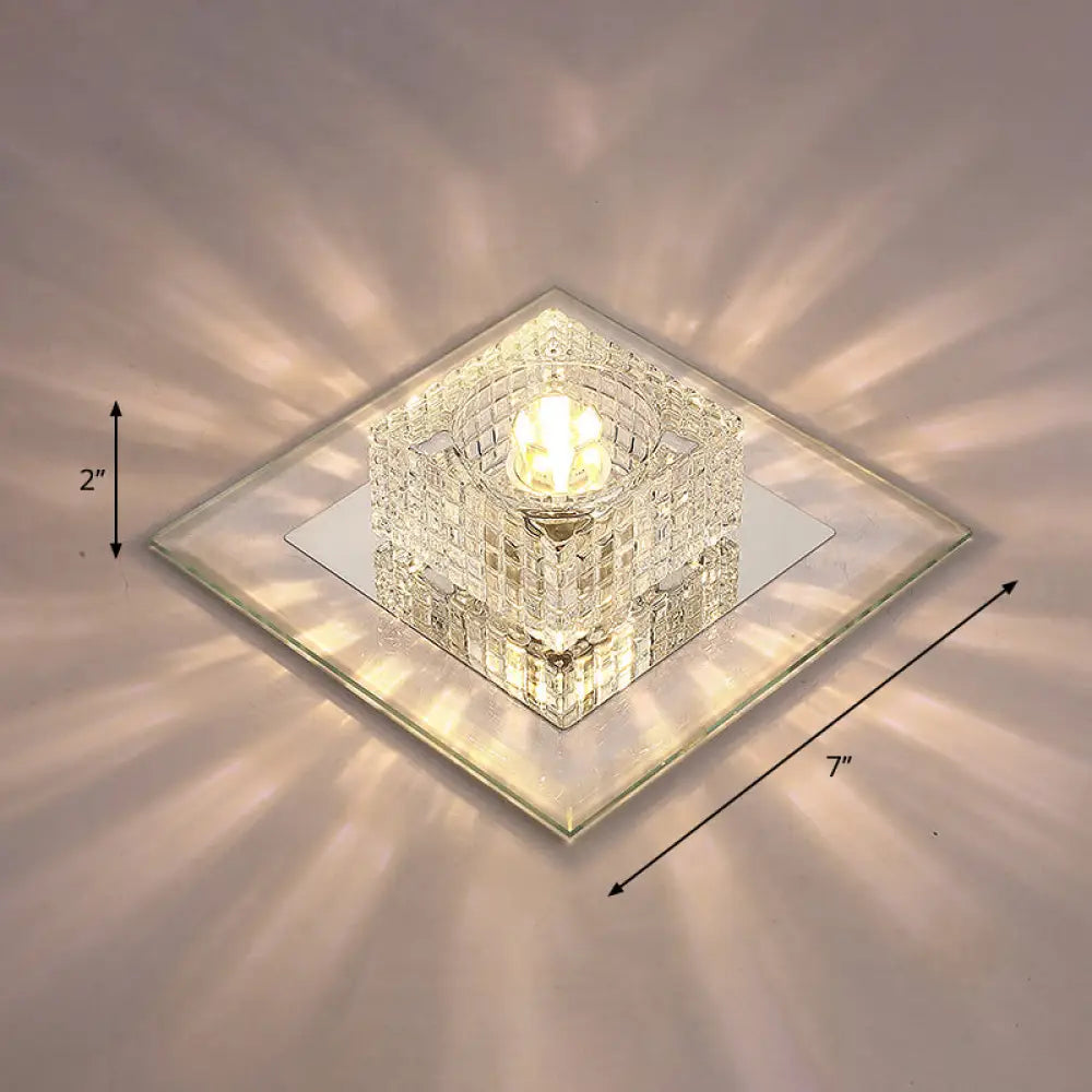 Clear Crystal Passage Led Flush Mount Ceiling Light - Simple & Sleek Design / Warm