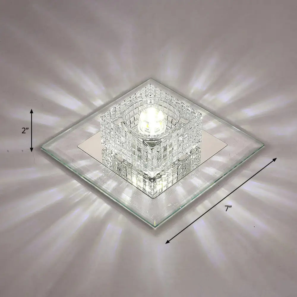 Clear Crystal Passage Led Flush Mount Ceiling Light - Simple & Sleek Design / White