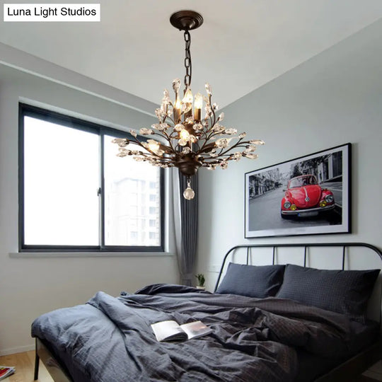 Clear Crystal Pendant Chandelier - Rustic Branch Design For Living Room Ceiling Light