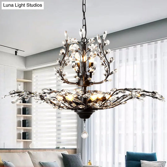 Clear Crystal Pendant Chandelier - Rustic Branch Design For Living Room Ceiling Light