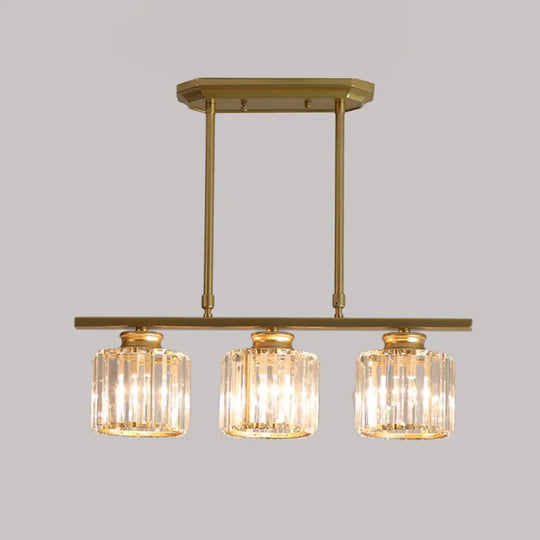 Clear Crystal Pendant Island Light - Elegant Hanging Fixture For Dining Room 3 / Gold