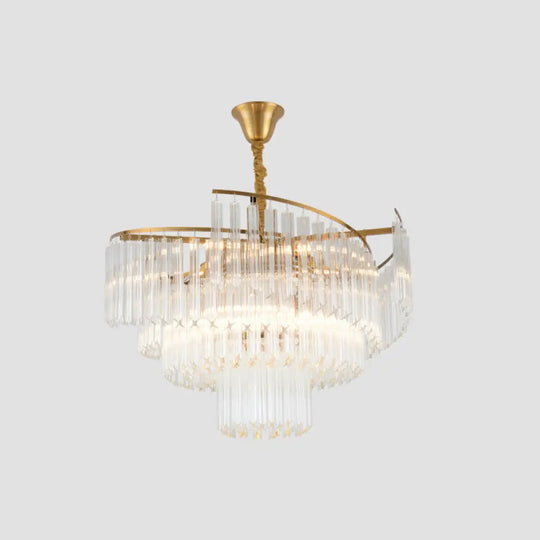 Clear Crystal Postmodern Gold Chandelier For Layered Living Room Ceiling Lighting / 23.5’