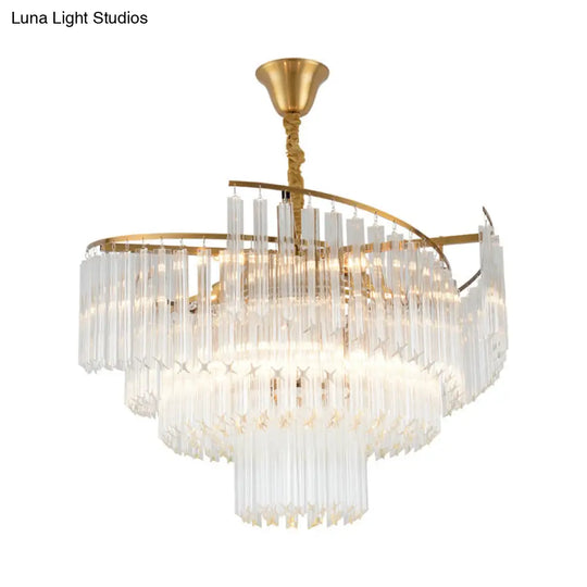 Clear Crystal Postmodern Gold Chandelier For Layered Living Room Ceiling Lighting