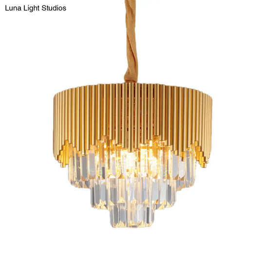 Modern Gold Crystal Chandelier With Clear Prisms - 4/6/8 Heads And 16/19.5/23.5 Width