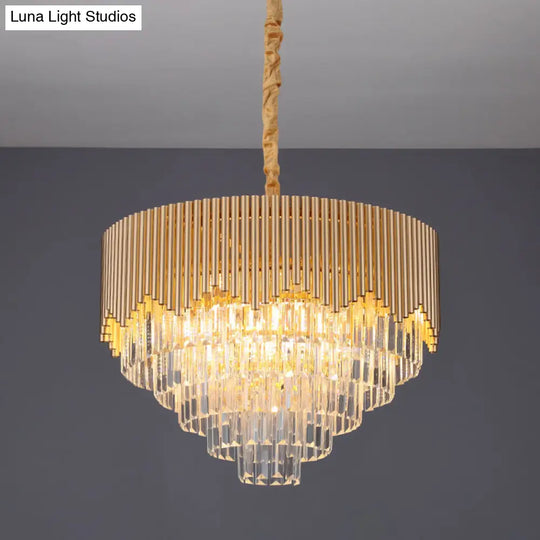 Clear Crystal Prisms Chandelier – Modern Gold Finish 4/6/8 Heads Great Room Pendant