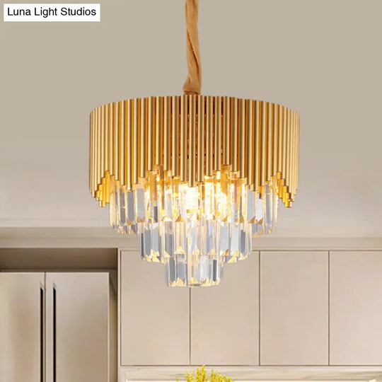 Modern Gold Crystal Chandelier With Clear Prisms - 4/6/8 Heads And 16/19.5/23.5 Width / 16