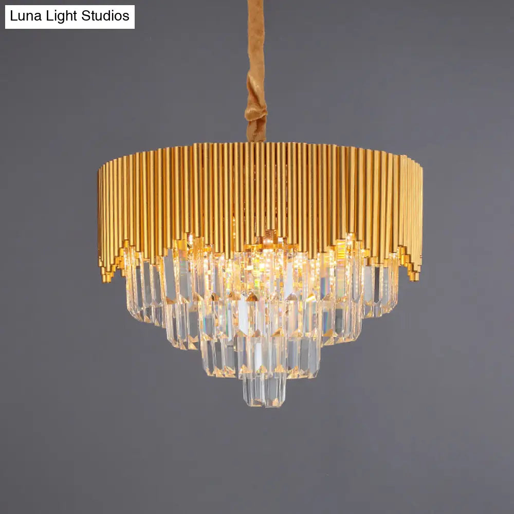 Clear Crystal Prisms Chandelier – Modern Gold Finish 4/6/8 Heads Great Room Pendant