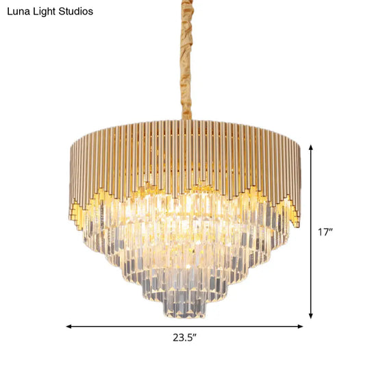 Clear Crystal Prisms Chandelier – Modern Gold Finish 4/6/8 Heads Great Room Pendant