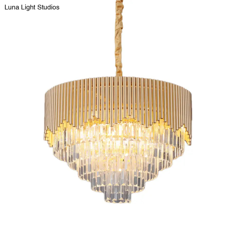 Clear Crystal Prisms Chandelier – Modern Gold Finish 4/6/8 Heads Great Room Pendant