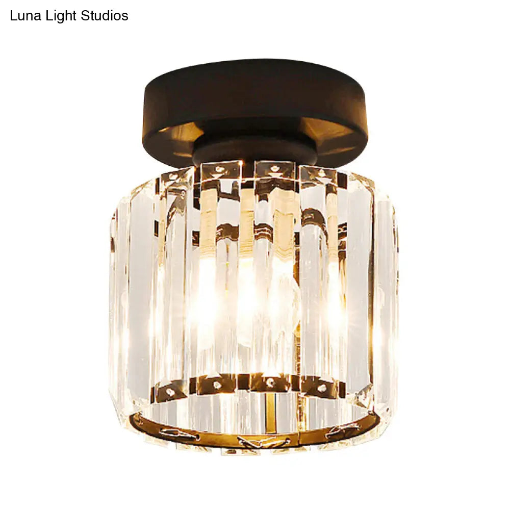 Clear Crystal Semi Flush Mount Modern Ceiling Light For Hallway