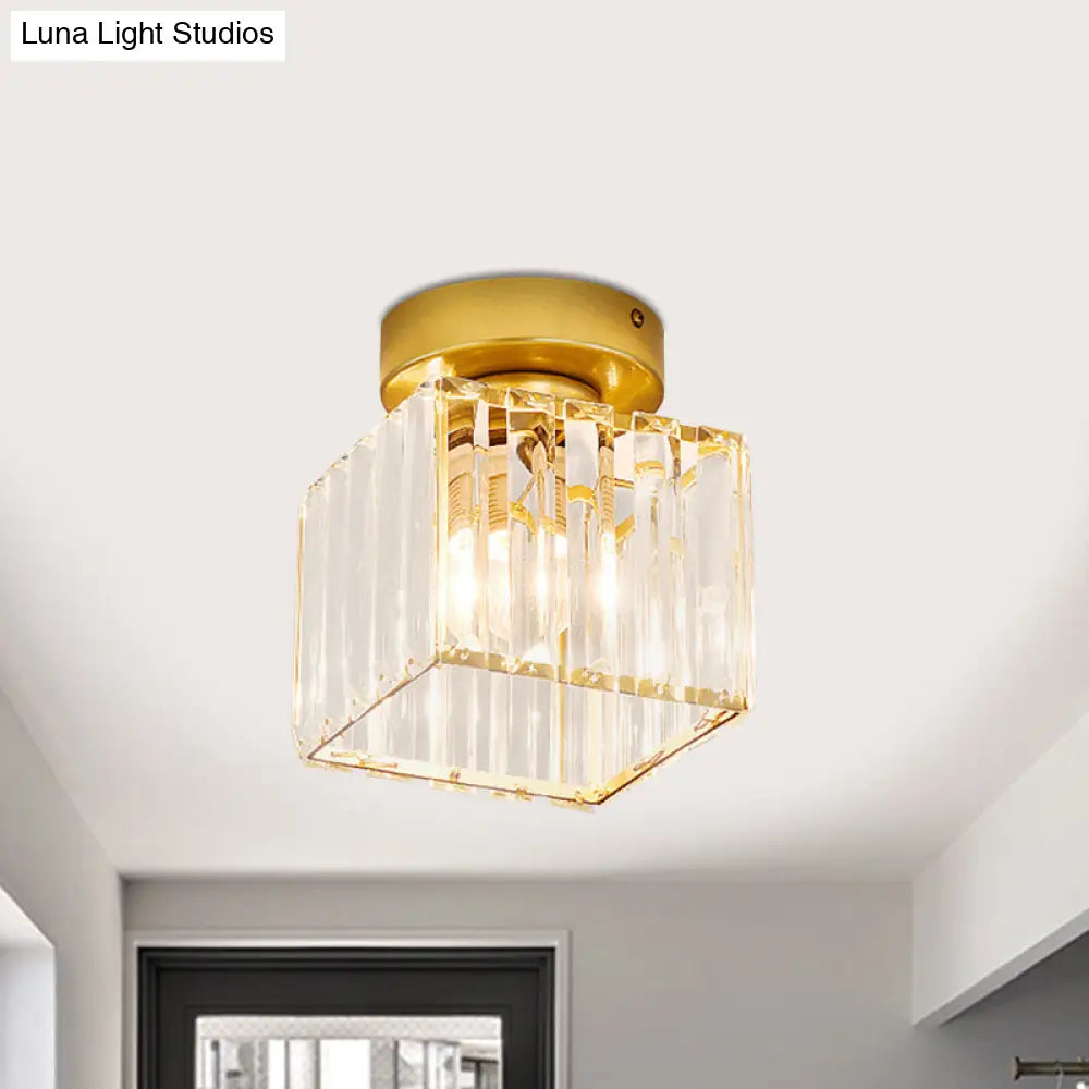 Clear Crystal Semi Flush Mount Modern Ceiling Light For Hallway