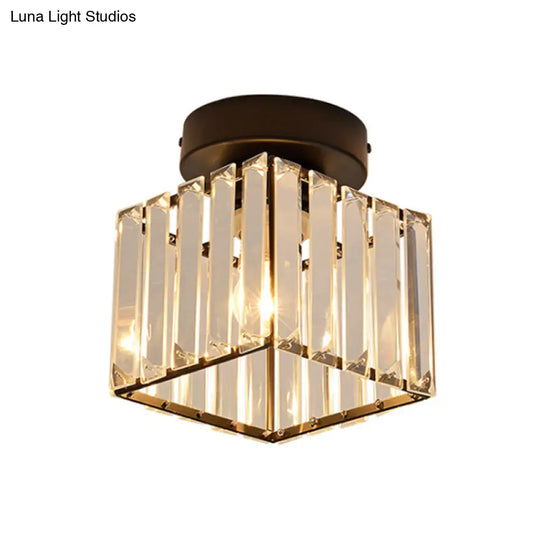 Clear Crystal Semi Flush Mount Modern Ceiling Light For Hallway