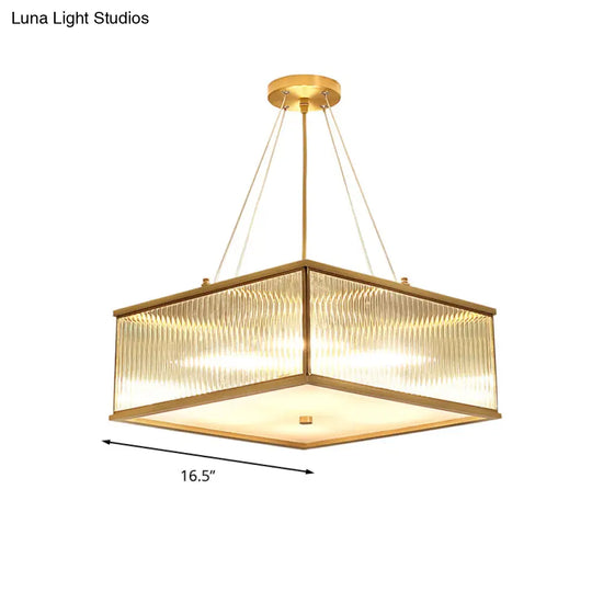 Clear Crystal Suspension Lamp: Modern 4-Light Brass Chandelier