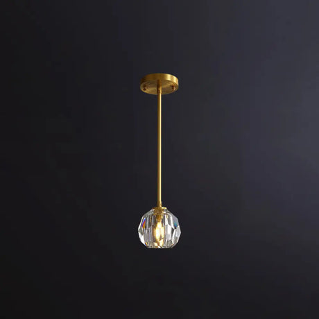 Clear Cut Crystal Gold Pendant Lamp With Simple Ball Design - 1 Bulb Bedside Light / 4.5’