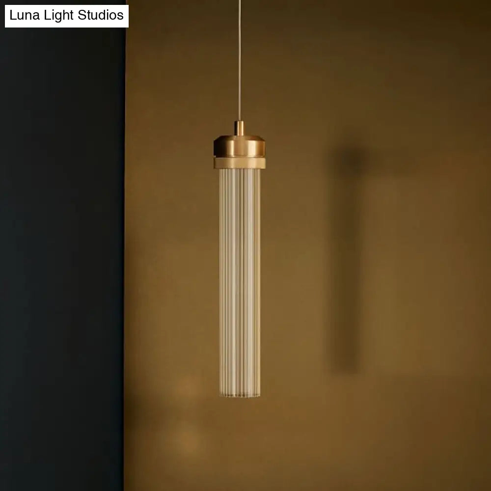 Gold Fluted Glass Pendant Light - Modern Simplicity For Dining Table