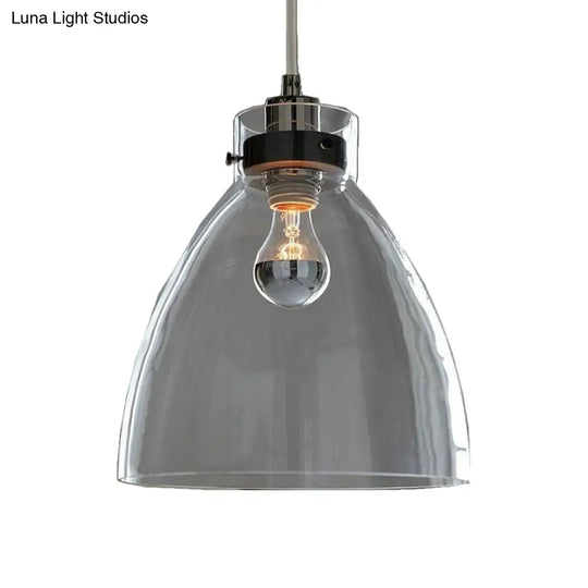 Clear Glass Bell Shade Pendant: Simplicity | 1-Light Dining Table Hanging Light