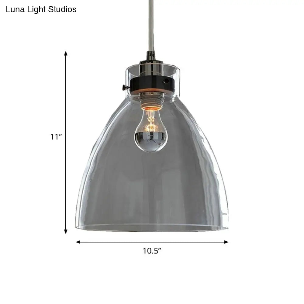 Simplicity Clear Glass Pendant: Bell Shade Down Lighting For Dining Table - 1-Light Hanging Light