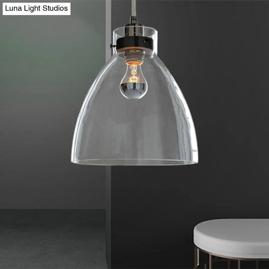 Simplicity Clear Glass Pendant: Bell Shade Down Lighting For Dining Table - 1-Light Hanging Light