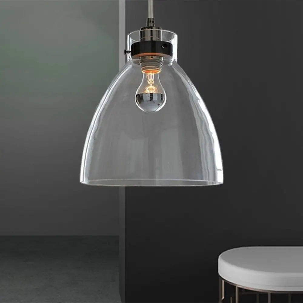 Clear Glass Bell Shade Pendant: Simplicity | 1-Light Dining Table Hanging Light