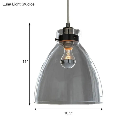 Clear Glass Bell Shade Pendant: Simplicity | 1-Light Dining Table Hanging Light