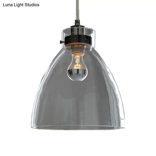 Simplicity Clear Glass Pendant: Bell Shade Down Lighting For Dining Table - 1-Light Hanging Light