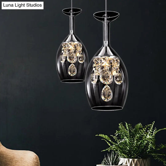 Dome Glass Pendant Light With Crystal Accents - Clear Shade | Ceiling