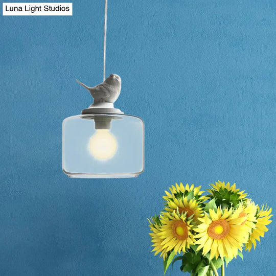 Clear Glass Drum Pendant Light Fixture With Contemporary Design Single Head - Ideal For Restaurant