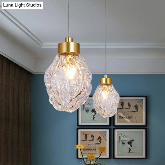 Clear Glass Gold Pineal Fruit Pendant Lamp - Modern Post-Design 1 Head Dining Room Suspension Light