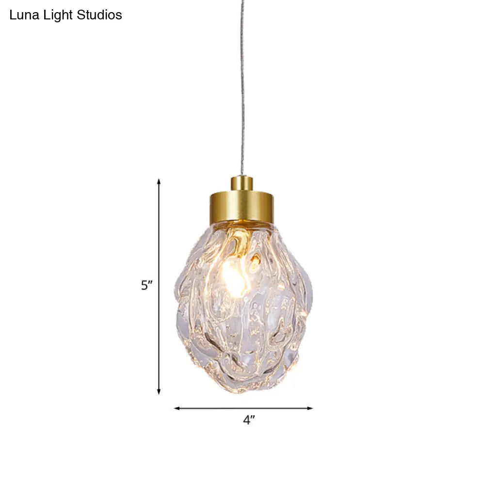 Modern Pineal Fruit Ceiling Light Clear Glass Pendant Lamp Gold