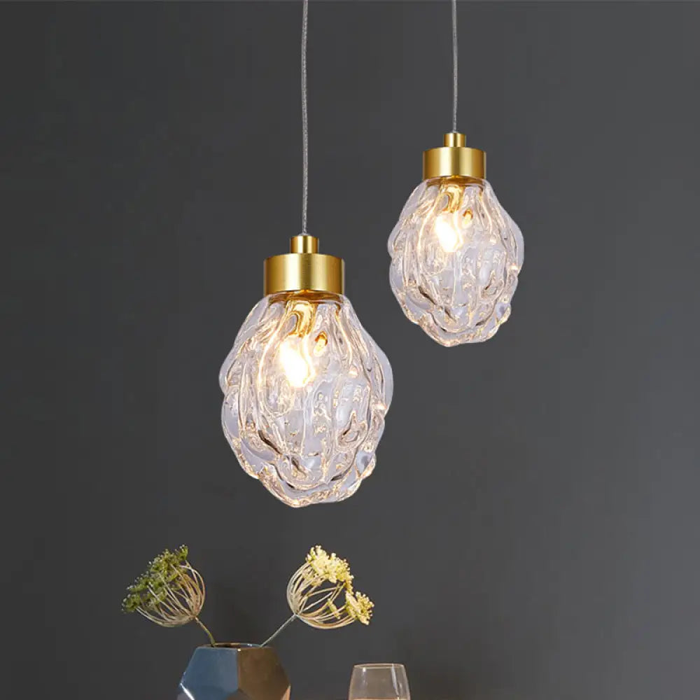 Clear Glass Gold Pineal Fruit Pendant Lamp - Modern Post-Design 1 Head Dining Room Suspension Light