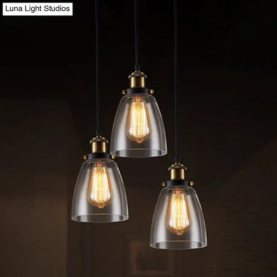 Single Clear Glass Industrial Bell Ceiling Pendant Light For Restaurants