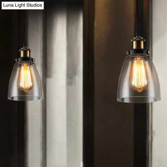 Clear Glass Industrial Bell Pendant Light For Restaurants - Single Hanging Ceiling