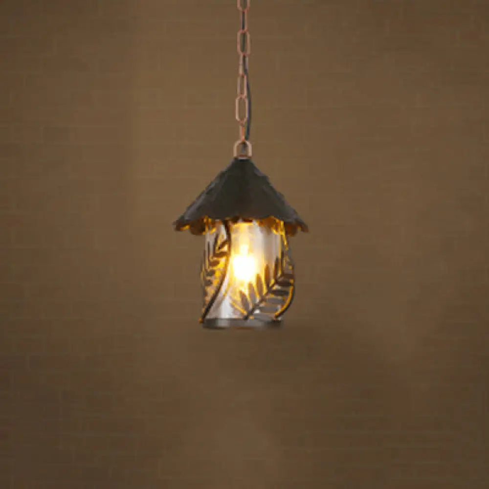Clear Glass Industrial Pendant Light With Single Bulb In Black