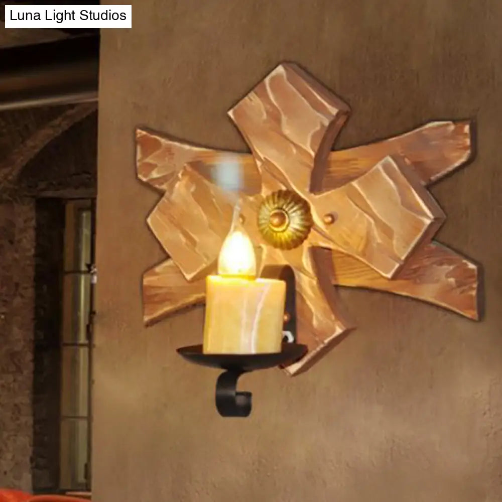 Clear Glass/Marble Lantern Sconce Light: Industrial Wall Lighting For Living Room Bronze Finish