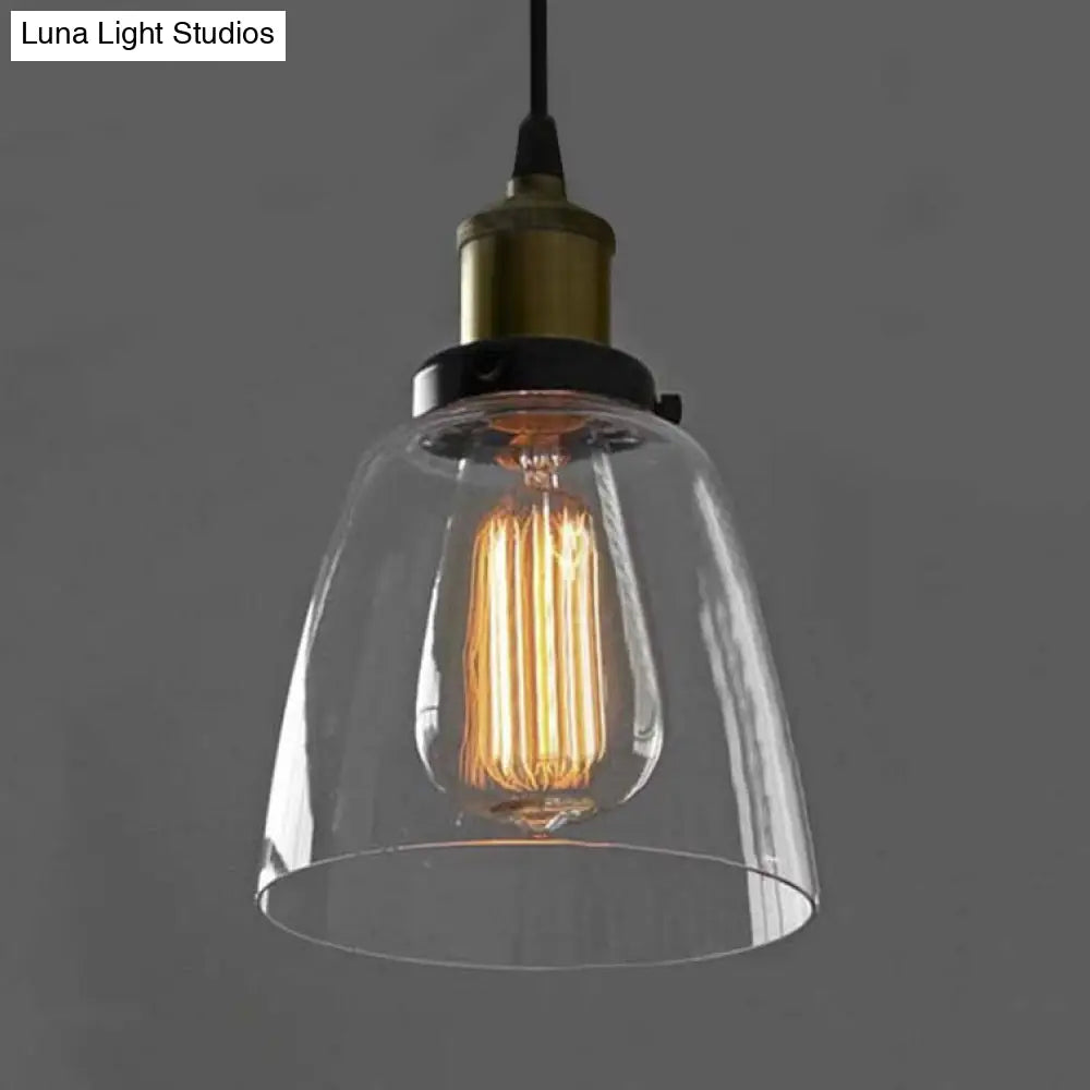 Clear Glass Multi Pendant Hanging Light Fixture With Vintage Charm - 3/4/5 Lights Aged Brass Finish