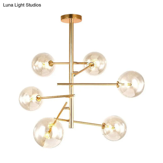 Clear Glass Nordic Style Ball Chandelier - Gold Suspension Light For Living Room