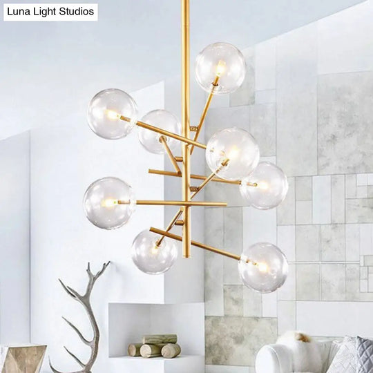 Clear Glass Nordic Style Ball Chandelier - Gold Suspension Light For Living Room 8 /